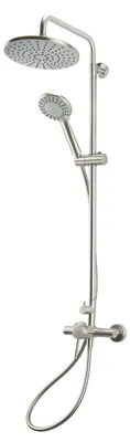 Produktbild von AVAPAX | Duschsystem mit 2-Wege-Armatur - Kopfbrause Ø 230 mm - Stahloptik gebürstet - Mit 3-Strahl-Handbrause