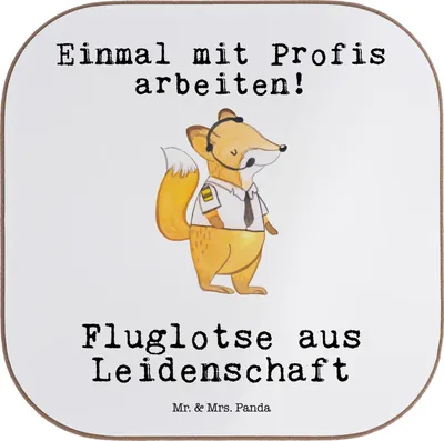 Produktbild von Mr. & Mrs. Panda Untersetzer für Gläser Fluglotse Leidenschaft - Weiß - Geschenk, Ausbildung, Coaster, Tasse, Teeuntersetzer, Lustig, Tassenuntersetzer, Beruf, Spruch