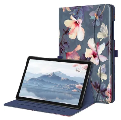 Produktbild von Fintie Hülle für Samsung Galaxy Tab A11+ Plus 11" 2025 / Tab A9+ Plus 11 Zoll 2023 Tablet, Multi-Winkel Folio Schutzhülle Dokumentenfach, Blühender Hibiskus