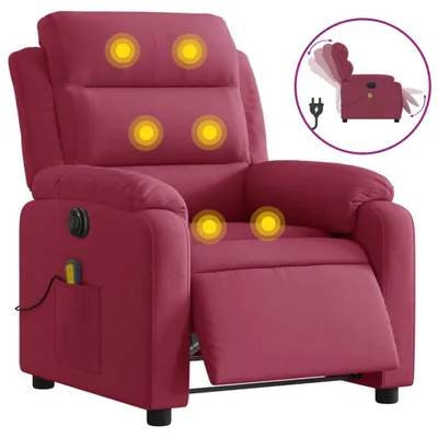 Produktbild von vidaXL Massagesessel Elektrisch Weinrot Samt