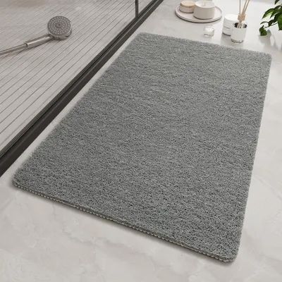 Produktbild von Duschmatte aus PVC-Luffa – 80×80 cm, mit Abflusslöchern, weich/bequem/schnelltrocknend (grau)