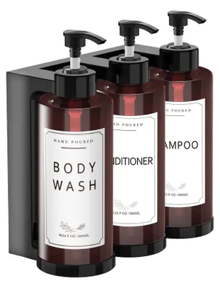 Zdjęcie produktu dla Zestaw 3 dozowników mydła do montażu na ścianie, pojemność 300 ml