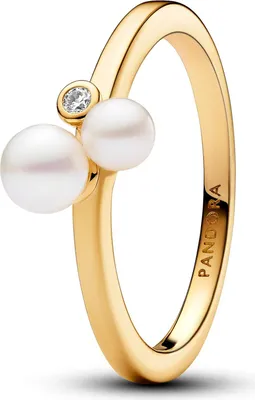 Zdjęcie produktu dla Pierścionek Pandora Duo Pearls 163156C01-54 pozłacany