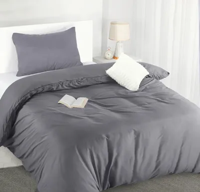 Produktbild von TRANKIELO® - Bettbezug 135x200 cm – Mikrofaser – Grau – Inklusive Kopfbezug 50x75 cm