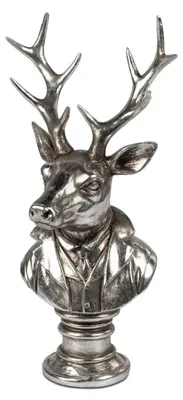 Produktbild von Deko Büste Hirsch VINTAGE im Anzug antik silber H. 35cm aus Kunststein Formano