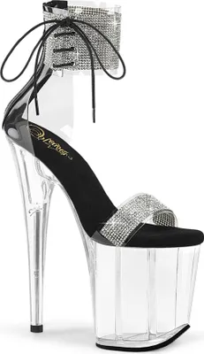 Produktbild von FLAMINGO-827RS Damen Sandale von Pleaser, Transparent Schwarz Transparent, EU 38, US 8