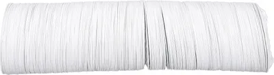 A white, flexible tube, likely an air duct or hose, is shown coiled and stretched horizontally against a white background.