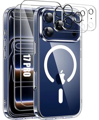Image de Coque pour iPhone 17 Pro, Protection Antichoc Transparent avec Anneau Magnétique + 2 Verres Trempés Ecran et Caméra
