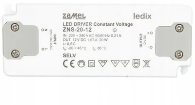 Obrázek produktu pro LED napájecí zdroj SLIM 12 V DC 20 W, typ: ZNS-20-12