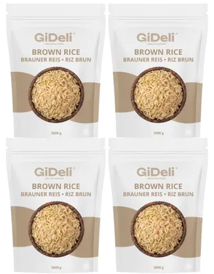 Produktbild von Braunreis 20kg Naturreis Unpoliert Vollkorn Ballaststoffe Protein Vegan GiDeli