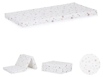 Zdjęcie produktu dla Chipolino materac do łóżeczka dziecięcego Stars składany, pokrowiec można prać, rozmiar 120 x 60 x 6 cm beżowy/gwiazdki