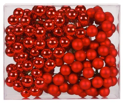 Produktbild von Spiegelbeeren Glas 2,5cm, 144 Stück, Farbe:Rot glanz / matt