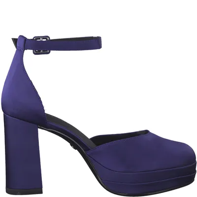Produktbild von Tamaris Damen Pumps Satin Plateau Karree Blockabsatz 1-24406-29, Größe:40 EU, Farbe:Blau