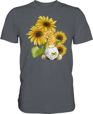 Produktbild von Gartenzwerg Sonnenblumen Shirt Gärtner Geschenk Garten – Dark Grey / S