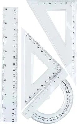 Produktbild von Topwrite, Geometrie Set 4-teilig komplett mit Lineal Winkelmaß Zirkel, Transparent