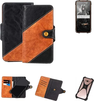Produktbild von K-S-Trade Handyhülle Schutzhülle Bookstyle Case Wallet-Case kompatibel mit Cubot KingKong 5 Pro Handy Cover Bumper Klapphülle schwarz hellbraun 1x