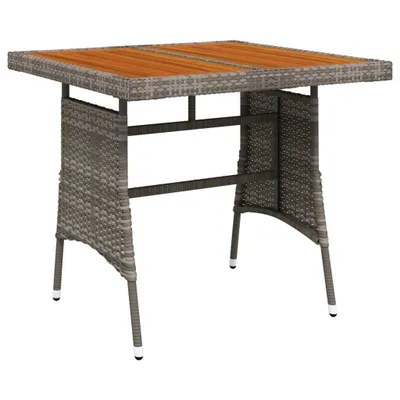 Image de vidaXL Table de jardin grise 70 x 70 x 72 cm en rotin synthétique et bois d'acacia massif