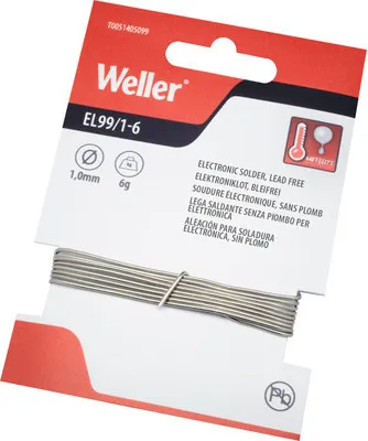 Produktbild von Weller T0051405099 Elektroniklot, bleifrei, EL99/1, 6g, Ø 1, 0 mm