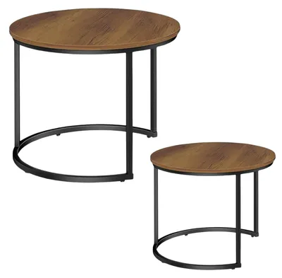 Produktbild von LEAN 26598 Set aus runden 2-in-1-Beistelltischen, Naturholz