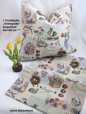Produktbild von Tischläufer Gobelin Ostergrüße beige/bunt 40x100 cm