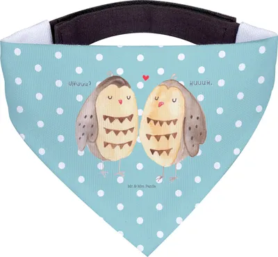 Produktbild von Mr. & Mrs. Panda Halstuch Hund Eulen Liebe - Türkis Pastell - Geschenk, Owl, Eule, Für Hunde, Schal, Tuch, Freund, Hundehalstuch, Hochzeit Spruch