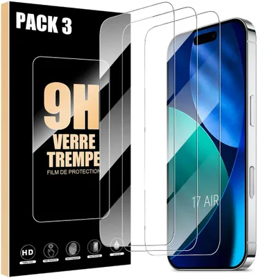 Image de 3 Verre Trempé pour iPhone Air, Protection d'écran Anti-Rayures 9H Antichoc Transparent