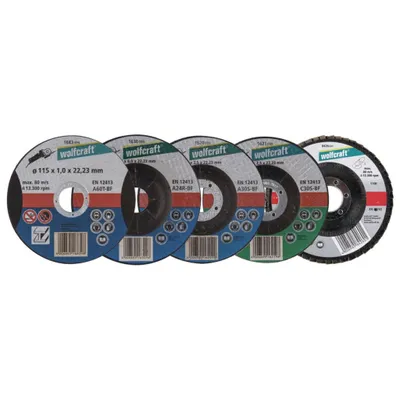 Immagine prodotto di wolfcraft Set di avviamento da 5 pezzi per smerigliatrice angolare 115 mm 1663000