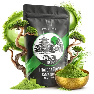 Obrázek produktu pro Mary Rose – Čaj Matcha Ceremonial TennoJaponsko 30 g – Vysoce kvalitní práškový zelený čaj z Miyazaki – Jemný, s příchutí umami – První sklizeň – Bez hořkosti