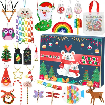 Immagine prodotto di Calendario dell'Avvento fai-da-te per bambine e bambini, anno 2026 - Decorazioni per il conto alla rovescia del Natale, 24 ornamenti - Include istruzioni