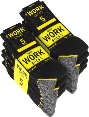 Immagine prodotto di BRUBAKER 10 paia di calze da lavoro da uomo - Calze da lavoro per un sostegno ottimale sul lavoro - calze da uomo in cotone, nero giallo grigio, 43-46