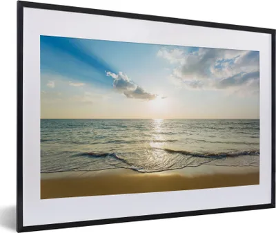 Produktbild von MuchoWow® Gerahmtes Poster Meer - Sommer - Strand 60x40 cm - Poster mit Schwarzem Bilderrahmen Wandposter Rahmen Foto Bilder - Schlafzimmer - Plakat in Rahmen - Drucken
