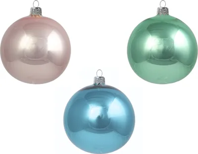 Produktbild von Set aus drei Weihnachtskugeln in Retro-Farben