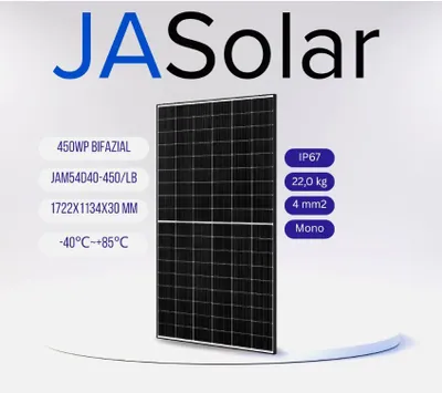 Produktbild von JA Solar 450W Solarmodul JAM54D40-450/LB bifazial Glas-Glas N-Typ Halbzellen – Photovoltaikmodul für Balkonkraftwerk & PV-Anlagen