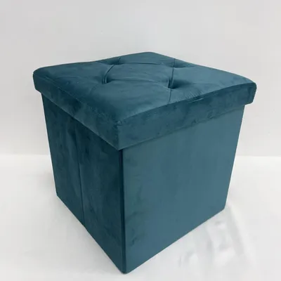 Immagine prodotto di Pouf contenitore quadrato 38x38 cm, versatile, effetto velluto Yushka - Blu
