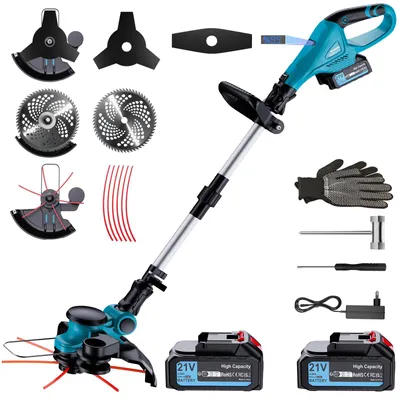 Produktbild von Akku Rasentrimmer 1000W Bürstenloser Motor 4-in-1-Rasentrimmer, mit 21V 2x 4,0Ah Akku Freischneider Gartengeräte, Teleskopstiel, 26 cm Schnittkreis