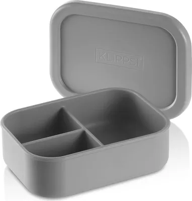 Produktbild von Famanu Lunchbox mit 3 Fächern - Leckgeschützt und Spülmaschinenfest - Grau