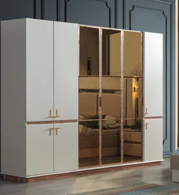 Produktbild von Weißer Moderner Kleiderschrank Schlafzimmer Schränke Luxus Holz Möbel