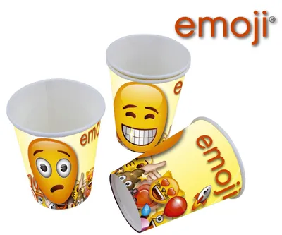 Image de 6 gobelets en carton * EMOJI * pour fête et anniversaire d'enfant Smiley