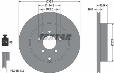 Produktbild von 2x TEXTAR Bremsscheibe 92223603 für MAZDA CX-7 (ER) CX-9 (TB) CX-9 (TC) 56 9mm