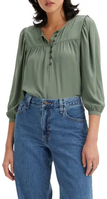 Produktbild von Levi's Damen Halsey 3/4 Sleeve Woven Blouses Blouse, Dark Forest, M