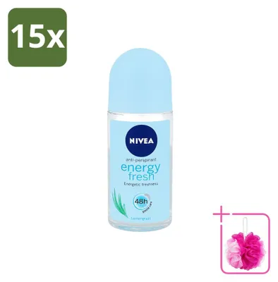 Obrázok produktu pre 15 kusov NIVEA Energy Fresh deodorant v roll-one pre ženy - 50 ml - výhodný balík - 15 kusov