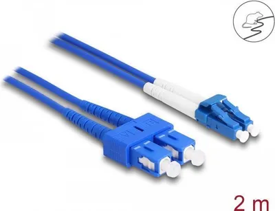 Productafbeelding van DELOCK 2 meter glasvezel netwerkkabel voor netwerkapparatuur, switch, mediaconverter - Tweede aansluiting: 1 x SC Duplex - LSZH - Blauw