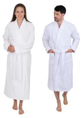 Produktbild von Wewofashion Herren Damen Bademantel 3002-100 Weiß Unifarben 60 4XL