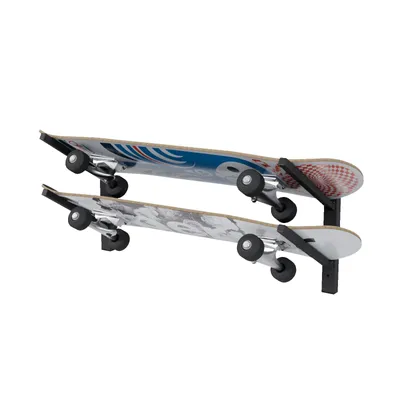 Image de Support mural QLS pour 2 paires de skateboards, snowboards et skis, 4 crochets réglables 11403