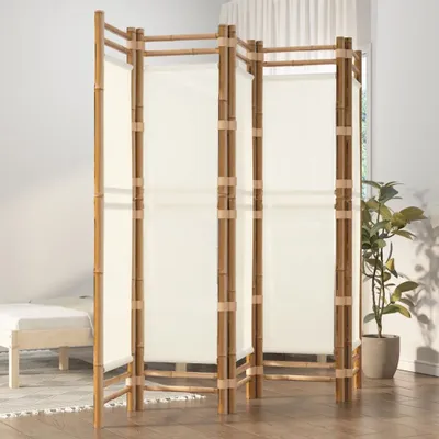 Image de The Living Store 5-pc. Paravent 200 cm bambou et toile