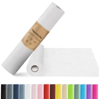 Obrázok produktu pre Biela textília na prestretie stola, 25 metrov x 30 cm, dekoračná stuha, dekoračná páska, materiál na kreatívne projekty