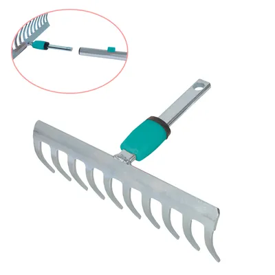 Produktbild von QUICKSYSTEM 24cm Harke 10 Zinken Rechen Gartenrechen Gartengeräte Stahl verzinkt