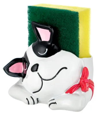 Produktbild von Schwammhalter für die Küche, Motiv: Musino Hund, Schwarz, 10 x 6 x 10 cm