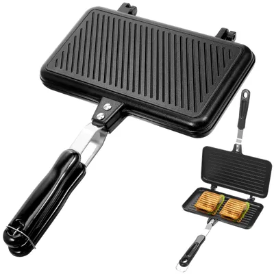 Doppelseitiger Sandwichmaker, Aluminium, Antihaft, 35,5 x 24 x 3 cm