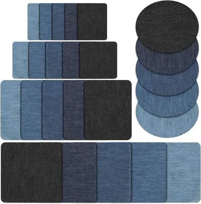 Produktbild von Nähset für Jeansreparatur, Baumwollflicken, 25-teilig, zum Bügeln